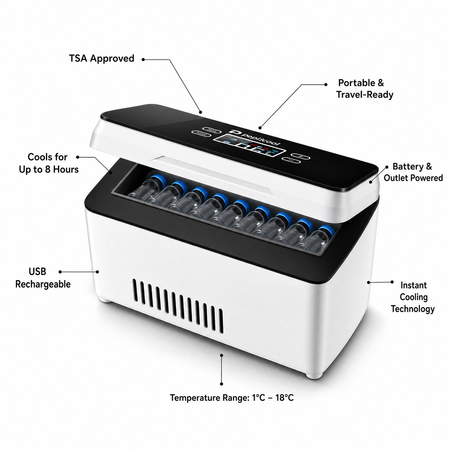 PeptiCool - Elektrische Peptide & Insuline Koeler met Touchscreen